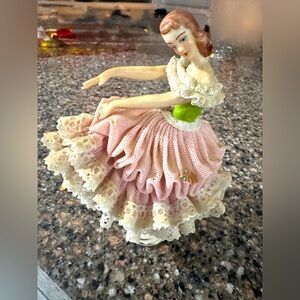 Vintage Wilhelm Rittirsch Dresden Art Ballerina Dancer  German Porcelain Lace